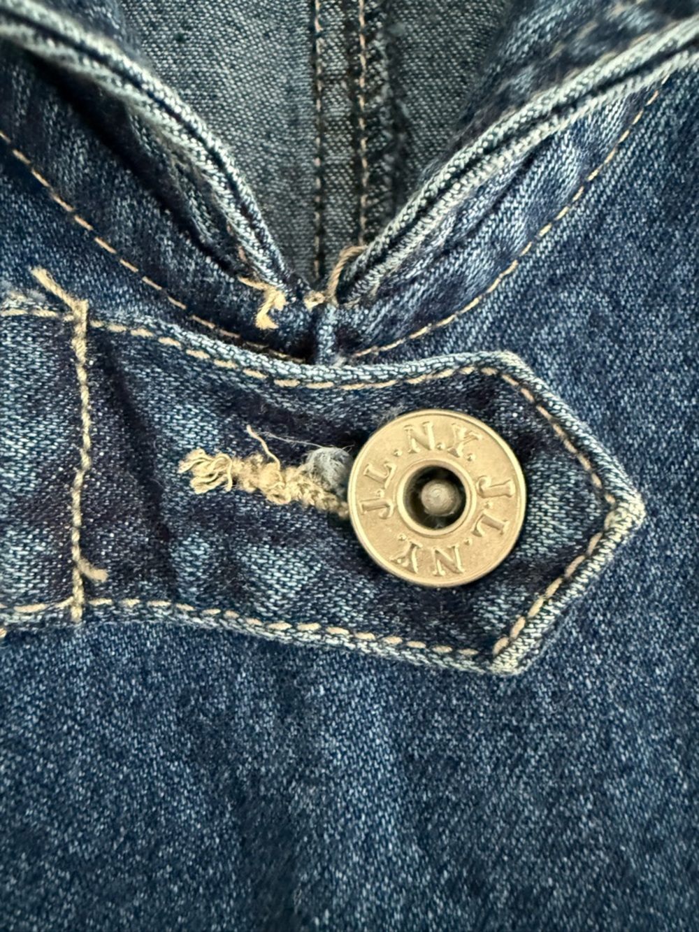 Vintage J.L. N.Y. 100% Cotton Blue Denim Sleeveless Midi Sailor Dress Collared M - Picture 6 of 7